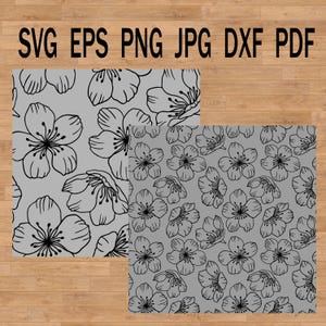 Sakura naadloze patroon svg bloeiende kers, botanische cricut, Bloom silhouet svg, schattig vinyl gesneden bestand, behang clipart silhouet