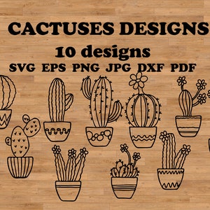 Archivo svg de cactus, svg de suculenta, clipart de cactus, silueta de cactus, clip art de cactus, planta espinosa de cactus, flor suculenta