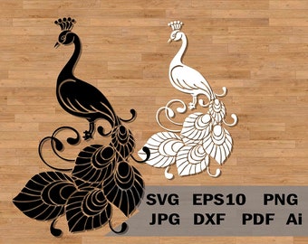 Graceful peacock template svg, stencil SVG file for Cricut and Silhouette, Peacock Vinyl Transfer, Decoration stencil Decor