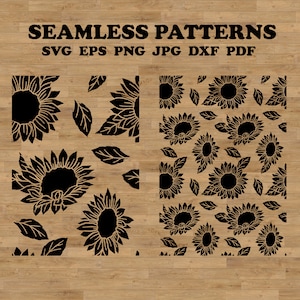 Sonnenblume svg, Nahtloses Muster svg Sonnenblumen, Blumenmuster svg, Pflanzenmuster svg, Punziertes Leder svg, westliches Muster svg