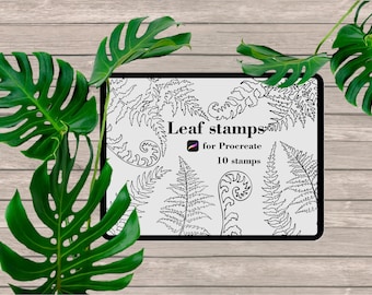 Fern brushes, Brush leaves, Procreate Brushes, procreate stamps, Stamp brushes, botanical stamps, procreate plant, procreate brush set