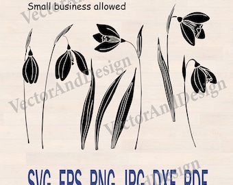 Schneeglöckchen Vorlage svg, Frühlingsblumen Laser geschnitten, Design für Cricut und Silhouette