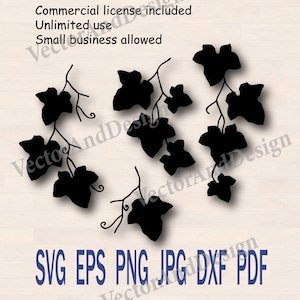 Ivy Branch SVG, Leaf Silhouette Clipart, vines vector clipart (Digital Download)