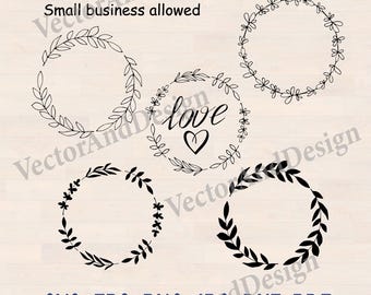Leaf Frame SVG, Minimalist circle Floral Wreath Design (Digital Download)
