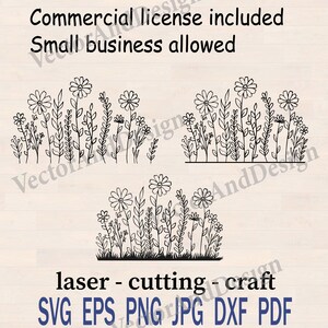 Wildflower Vector Svg, Botanical Art Garden Plant Cut File (svg, png, dxf, jpg, pdf)