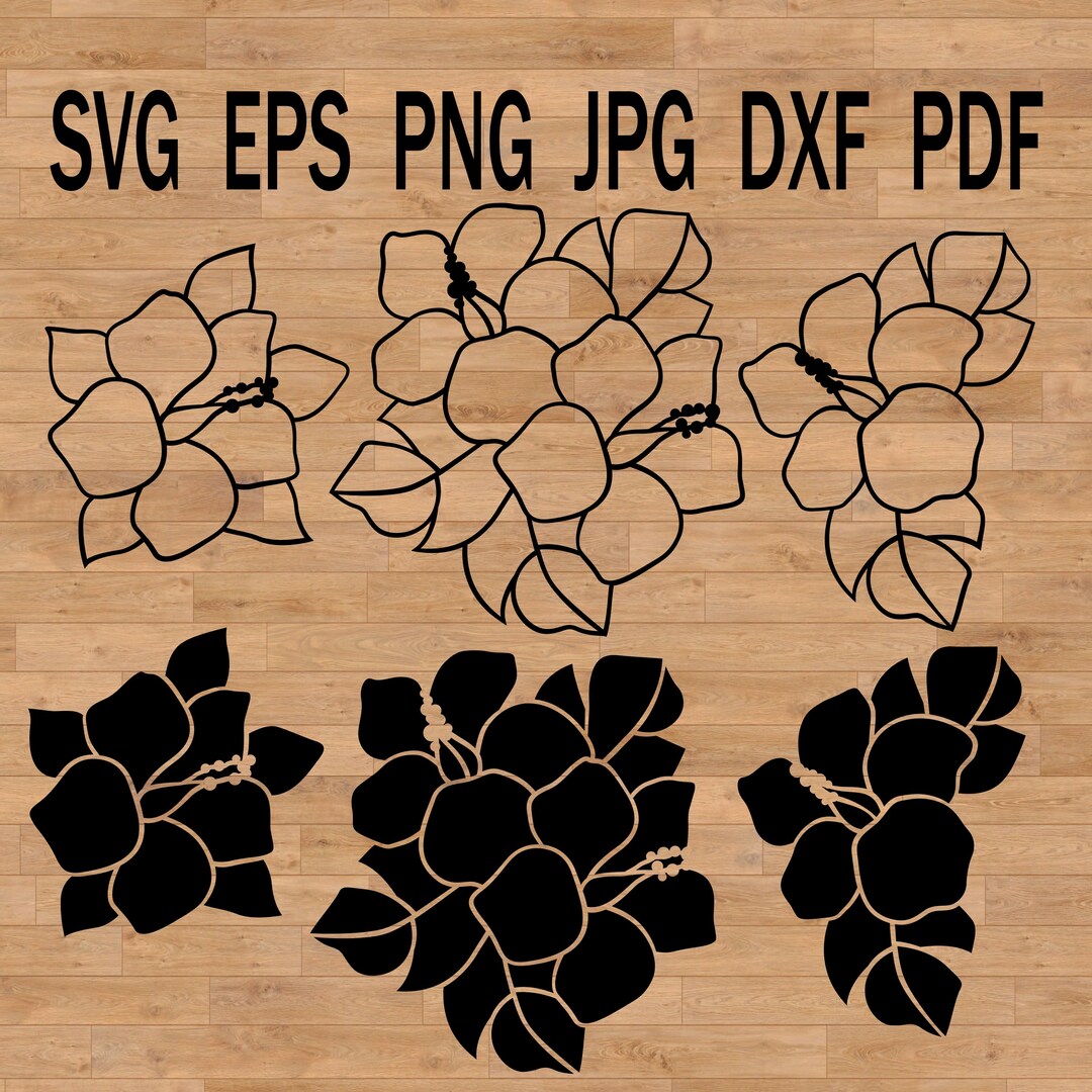 Hibiscus Flowers Svg Tropical Leaves SVG Hawaiian Flower SVG, Aloha Svg ...