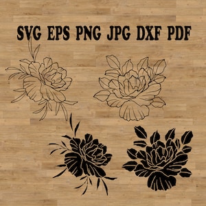 Peonies svg file for cutting and decoration, hand drawn peony, peony line art, floral line art, hand drawn flowers, peonies svg