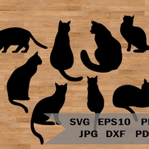 Modèle de chat svg, lot de silhouettes de chats SVG, téléchargement immédiat, pochoir numérique, vecteur imprimable, art mural, fichiers coupés vectoriels Kitty Lovers