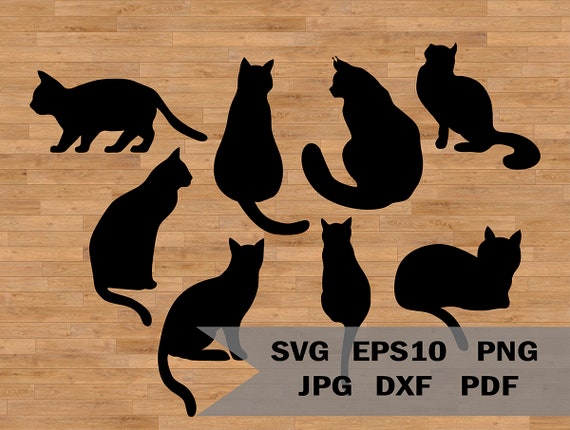 Cat Template Svg Cat Silhouettes SVG Bundle Instant - Etsy