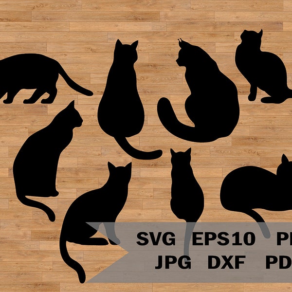 Cat template svg, Cat Silhouettes SVG Bundle, Instant Download, Digital stencil, Printable vector, Wall Art, Kitty Lovers Vector Cut Files