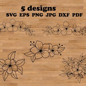 桜のボーダー svg、桜の花束 svg、華やかなクリップアート、花束クリップアート、植物 svg、結婚式の花 svg、花飾り svg