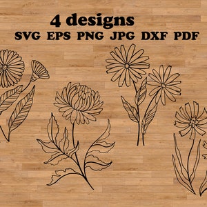 Field flowers Svg, flower sketch svg, wildflower svg, wild flowers png, botanical svg, wild flower bundle, flower bouquet svg, outline svg
