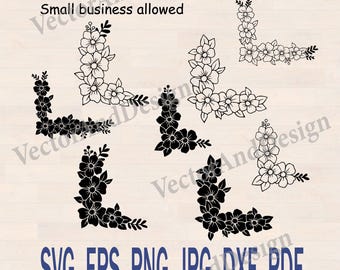 Floral Corner SVG, Decorative Flower Border, Botanical Cut File (Digital Download)