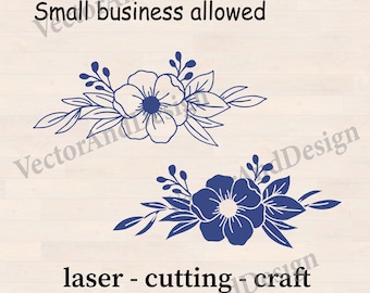 Anemone Flower SVG, Floral Branch Design, Cricut Cut File, Laser Cutting