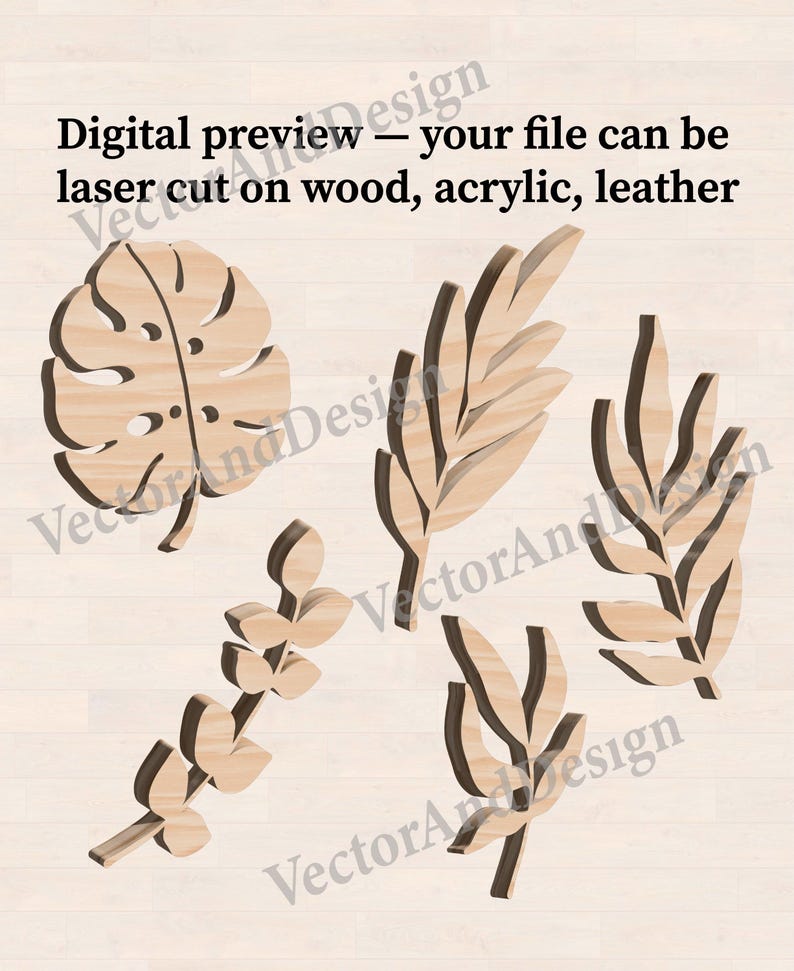 Tropical Leaves SVG, Monstera Leaf Clipart, Jungle Palm Leaf set of 12 (Digital Download)