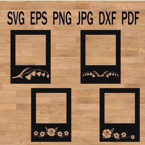 marco de fotos floral svg, svg botánico, marco de abuela cortado con láser, soporte para fotos, marco de fotos svg, archivo svg de hojas