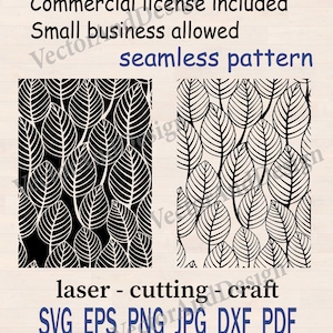 Seamless Pattern Leaves SVG, PNG, laser cut file (Digital Download)