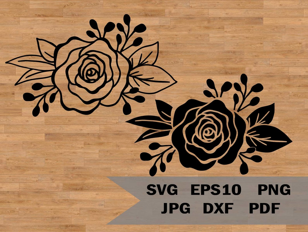Rose Bouquet Svg, Svg Rose Flower, Svg Rose Silhouette, Rose Bundle Svg