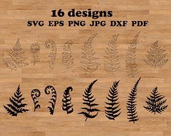 Fern Svg, plant lover svg, boho svg bundle, tropical leaf svg, botanical clip art, fern leaves, bundle set pack, decorative foliage