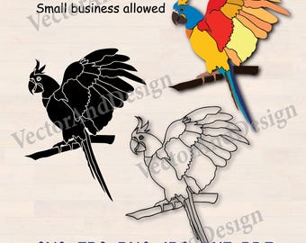 Tropical Parrot SVG, Bird Stencil Image, Cricut Silhouette Design Laser Cut File (Digital Download)