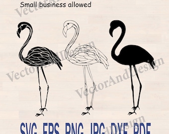 Flamingo svg Cut File, Vector Laser Cut, Tropical bird stencil  for Cricut Silhouette