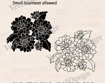 Peony SVG Cut File, Flower Monogram Clipart for T-shirt or shopper (Digital Download)