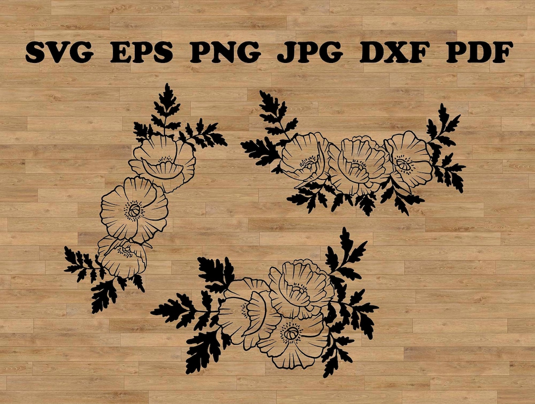 Poppy Bouquets Poppy Flower Svg Floral Pattern for Cutting - Etsy