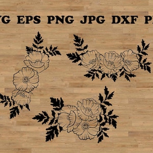 Poppy bouquets , poppy flower Svg, floral pattern for cutting, botanical svg, poppy svg, poppy clipart, poppy art, wildflower svg