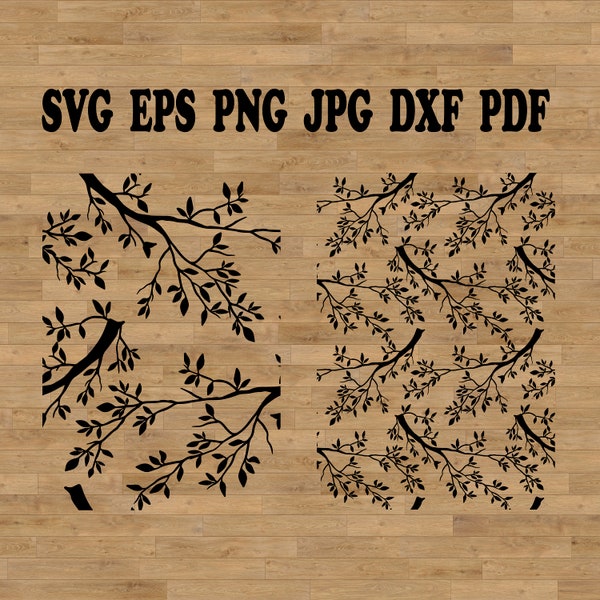 Seamless pattern branch svg, botanical cricut, branch silhouette, Cute Vinyl Cut File, Wallpaper Clipart, digital paper cutout, stencil file