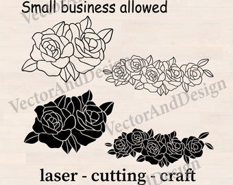Bouquet of roses Svg, border rose cut file, wedding Clipart Silhouette