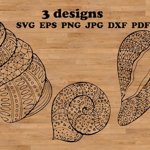 貝殻の落書き SVG、マンダラの貝殻 SVG、ゼンタングル SVG、シェル SVG、海 SVG、マンダラ SVG、エレガントな線画、エレガントなクリップアート、イラスト