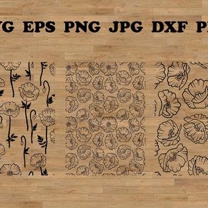 Seamless Pattern svg, Poppy bouquets , poppy flower Svg, floral pattern for cutting, western pattern, botanical svg, poppy svg
