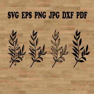 Archivos de corte de florecimiento, paquete de hojas, hoja dibujada SVG, silueta de hoja, ramas vectoriales, florecimiento SVG, hojas Cricut, hojas remolino SVG