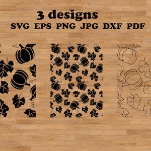 Patrón de calabaza svg, patrón de Halloween, hojas de otoño svg, hoja de arce svg, patrón de hoja svg, hojas de otoño png, cricut botánico, corte de vinilo lindo