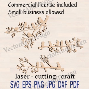 Bird on Branch SVG, Nature Tree Silhouette, Cricut Cut File, Branch Clipart Digital Download