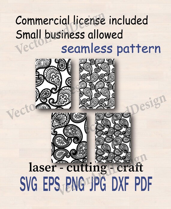 Indian Paisley Lace Seamless Pattern SVG, Zentangle Ornament