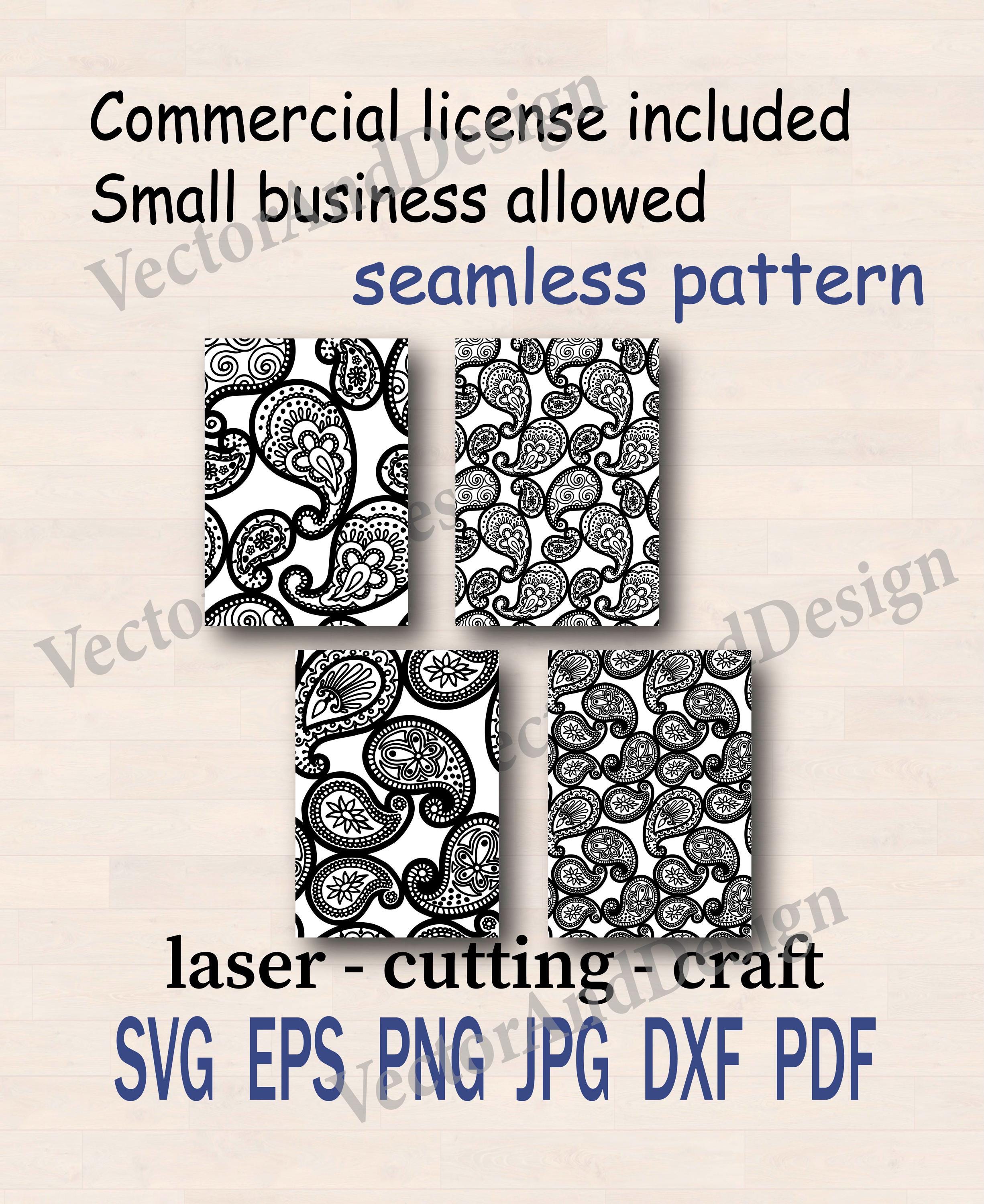 Indian Paisley Lace Seamless Pattern SVG, Zentangle Ornament