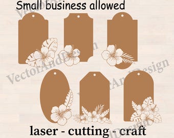 Hibiscus Flower Gift Tags SVG, Tropical Floral Tags for Cricut, Laser Cut and Scrapbooking