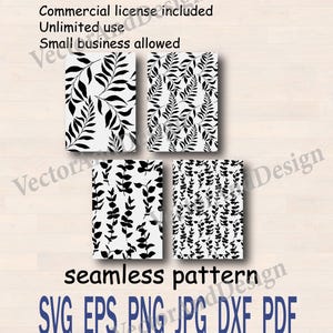 Floral Leaves Seamless Pattern SVG, PNG, EPS (Digital Download)