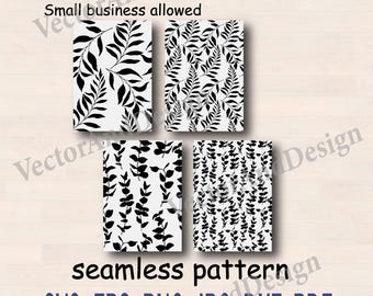 Seamless Leaves SVG Pattern, PNG EPS, Digital Download