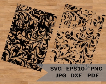 Seamless pattern svg, tooled leather png, Western pattern svg, floral ornament svg, damask floral svg, damask svg cut file, damask eps