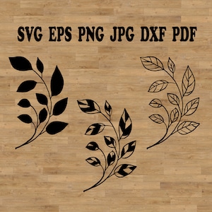 Hojas de rama Svg, svg botánico, rama vectorial, svg de flores silvestres, patrones botánicos, paquete de svg de hojas, clipart botánico, svg de follaje