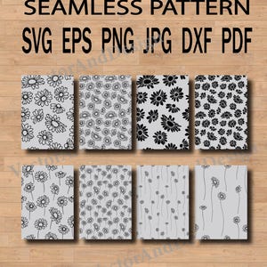 Wzór stokrotki bez szwu svg, botaniczny cricut, plik do cięcia winylu, tapeta z kwiatowym wzorem eps