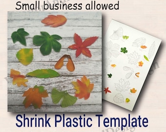 Set of leaves Shrink Plastic Template, simple leaf DIY (Digital Download)