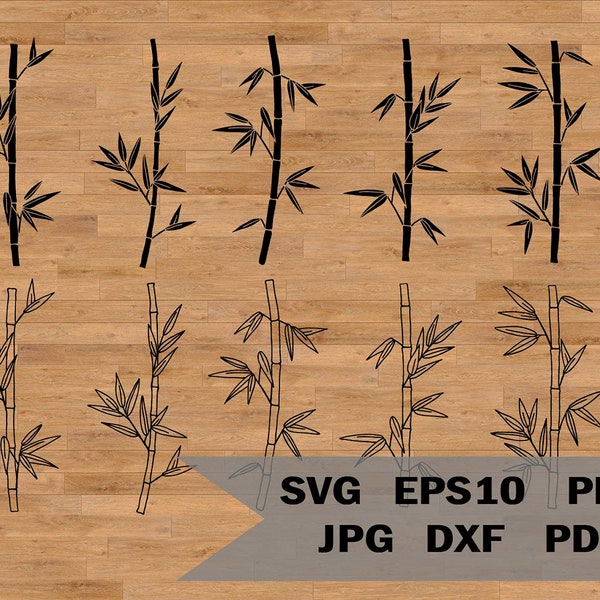 Steli di bambù svg, Nature svg, Vector bamboo svg, Silhouette di bambù, Bamboo dxf, Pianta Svg, Foresta svg, Foglie tropicali SVG, Arte murale di bambù