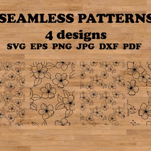 Sakura naadloze patroon svg, botanische cricut, Bloom silhouet svg, schattig vinyl gesneden bestand, bloemmotief eps, behang clipart