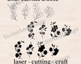 Cherry Blossom Branch #2 SVG PNG DXF, Japanese Sakura Flower Cut