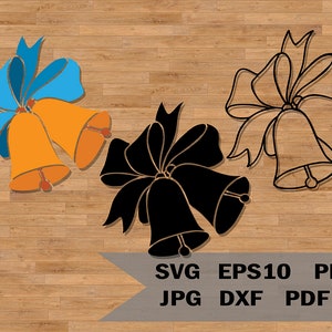Modelo de sinos svg, sinos de Natal, feriados svg, estêncil de clipart, arquivo de corte de sinos de casamento, decoração de vinil, corte a laser, Cricut, Silhouette