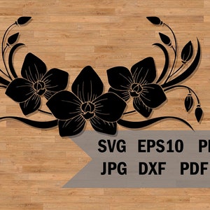 Modelo de flores de orquídea svg, padrão tropical para corte, corte de orquídea para impressão, SVG para Cricut e Silhouette