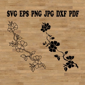 桜の枝 SVG、枝の花、桜 SVG、日本の SVG、ベクター形式、植物 SVG、花の境界線 SVG、桜の花
